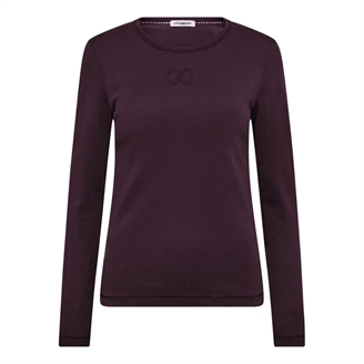 Co'Couture GrannyCC Embroidery LS Tee Plum
